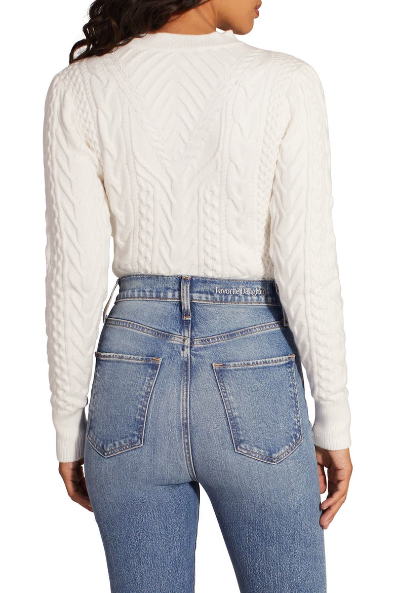 The Esther Cable Stitch Crop Sweater, Alternate, color, IVORY