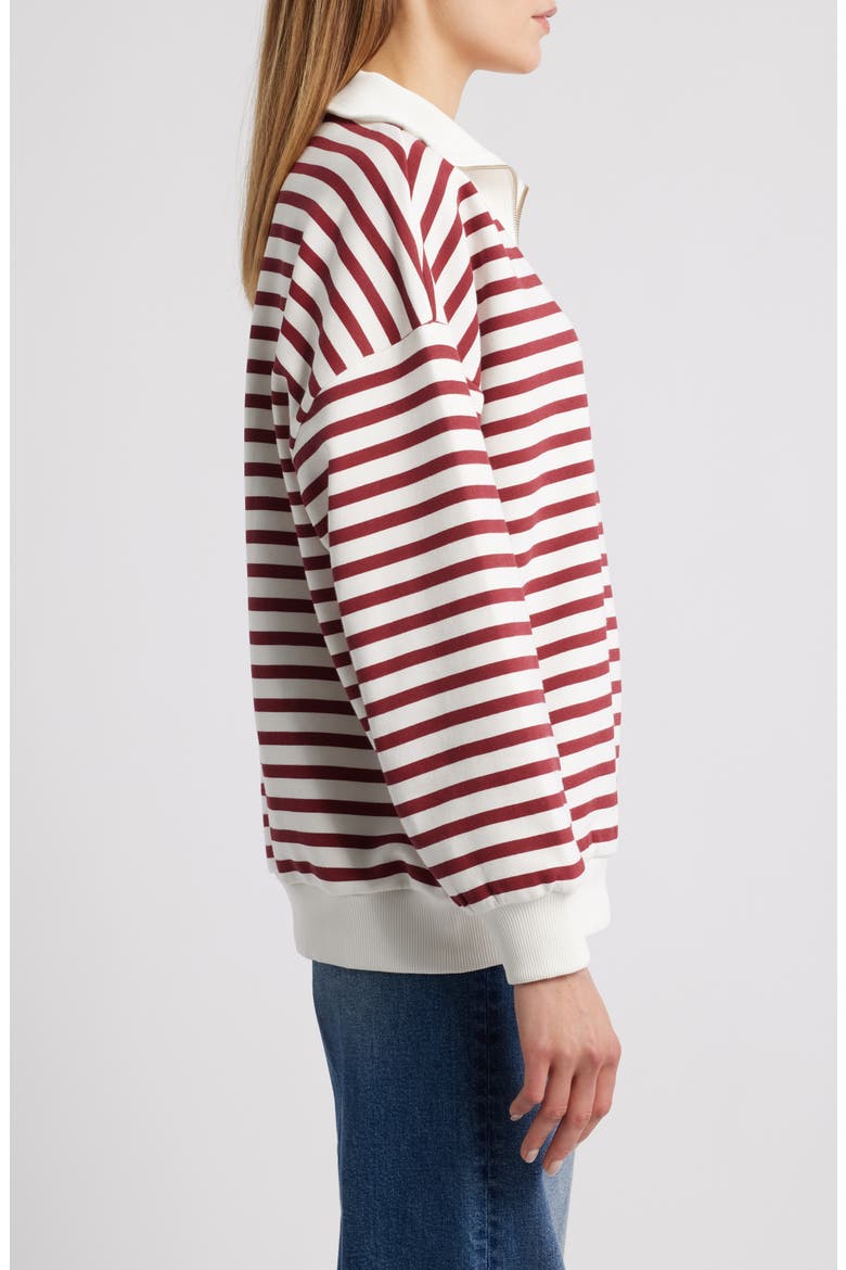 Stripe Half-Zip Cotton Sweatshirt, Alternate, color, BIKING RED STRIPED