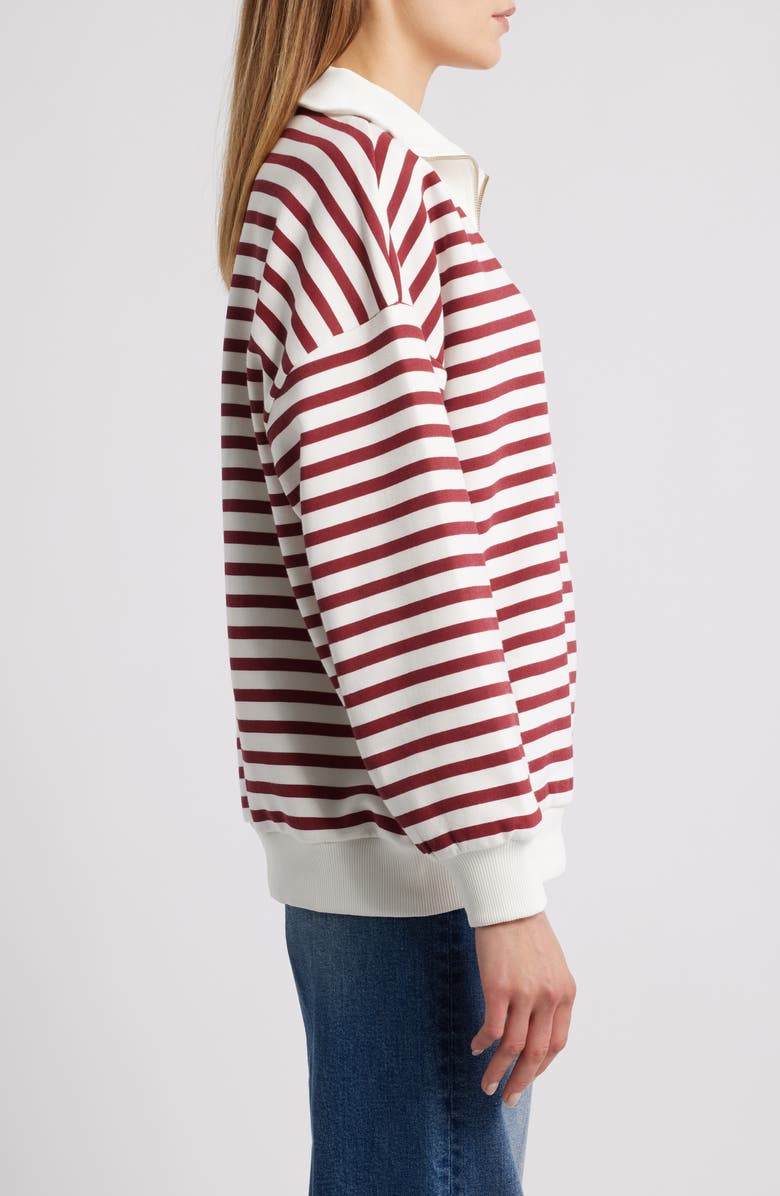 Brooklyn Industries Stripe Half-Zip Cotton Sweatshirt, Alternate, color, Biking Red Striped