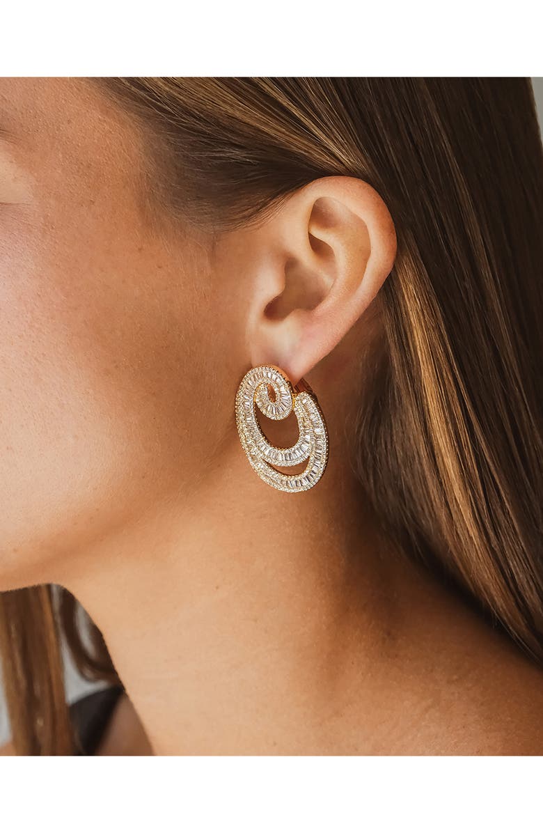 Sterling Forever Arie CZ Statement Earrings, Alternate, color, 