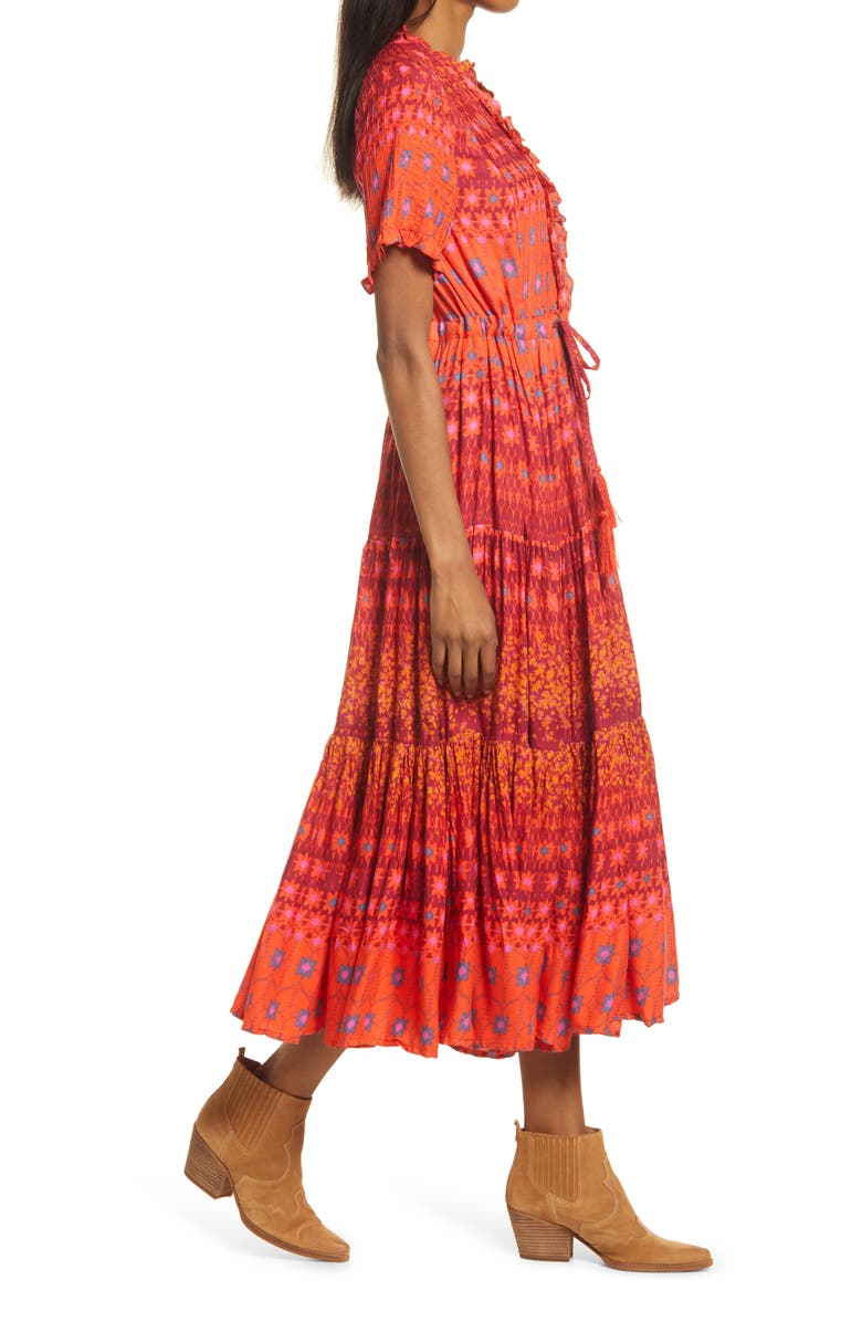 Free People Rare Feeling Pleated Maxi Dress, Alternate, color, Ruby Red