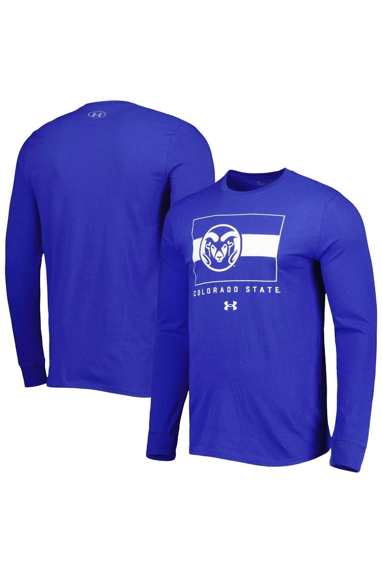 Men's Under Armour Royal Colorado State Rams Flag Sideline Performance Long Sleeve T-Shirt, Alternate, color, Royal