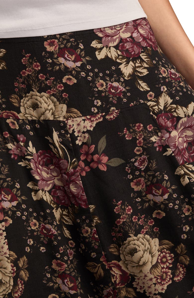 Lucky Brand Floral Drop Waist Maxi Skirt, Alternate, color, Black Floral