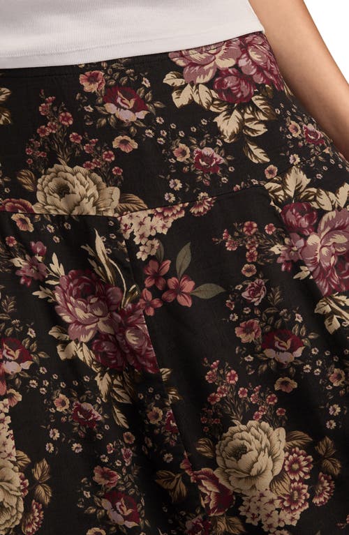 Lucky Brand Floral Drop Waist Maxi Skirt In Black
