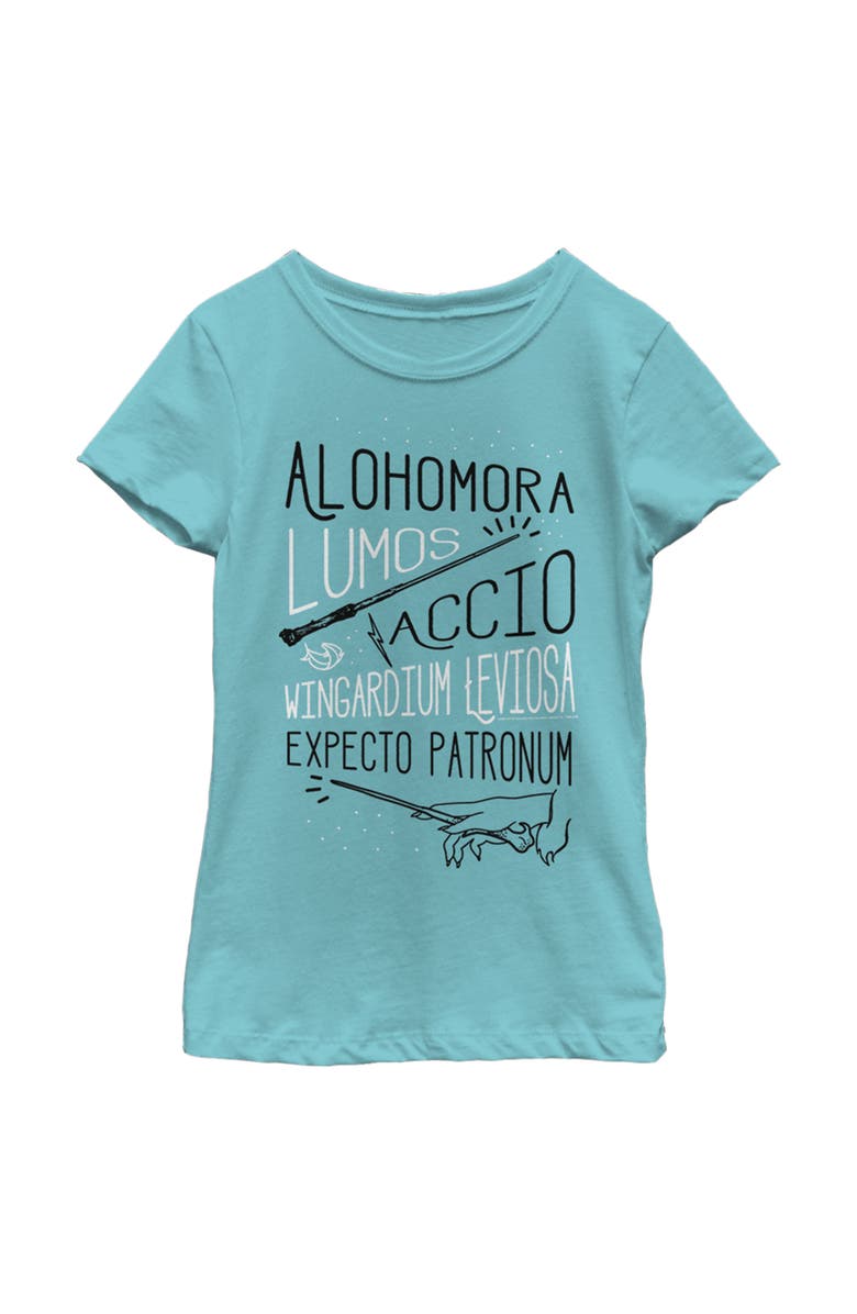 HARRY POTTER Girl's Harry Potter List of Spells Graphic T-Shirt, Main, color, Tahiti Blue