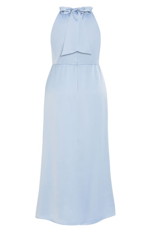 City Chic Celina Halter Neck Satin Maxi Dress In Blue