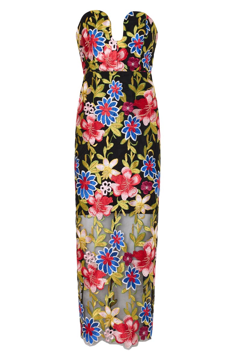 Milly Artem Spanish Garden Embroidered Strapless Cocktail Dress, Alternate, color, 