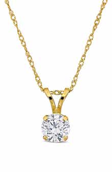 Created Forever 14K Yellow Gold Round Lab Grown Diamond Pendant Necklace