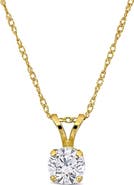 Created Forever 14K Yellow Gold Round Lab Grown Diamond Pendant Necklace