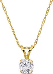 Created Forever 14K Yellow Gold Round Lab Grown Diamond Pendant Necklace