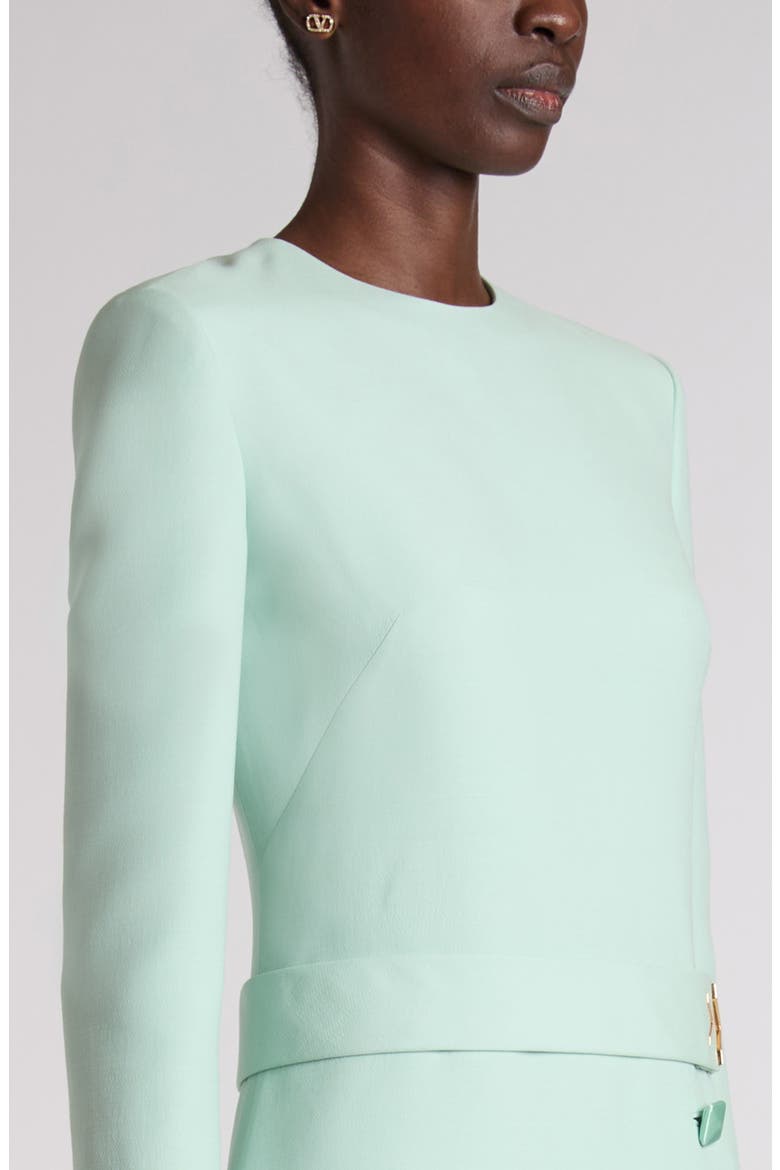 Belted VLOGO Wool & Silk Crepe Couture Minidress, Alternate, color, GREEN