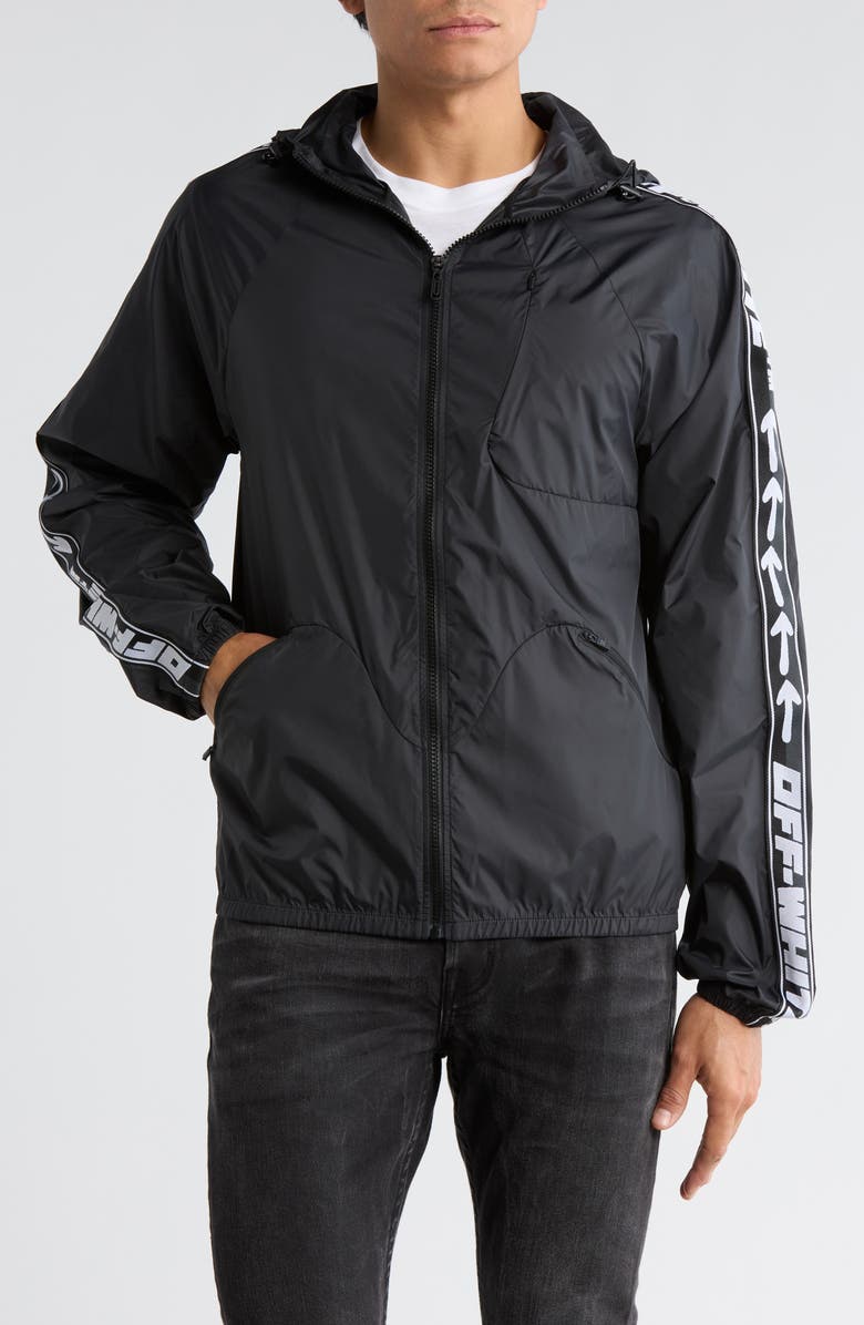 Off-White Logo Band Diagonal Outline Windbreaker, Main, color, 
