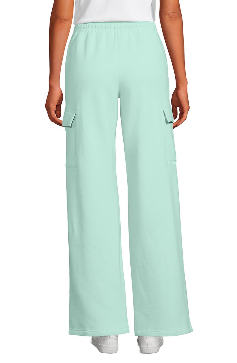 Lands' End Serious Sweats High Rise Wide Leg Cargo Pants, Alternate, color, Julep