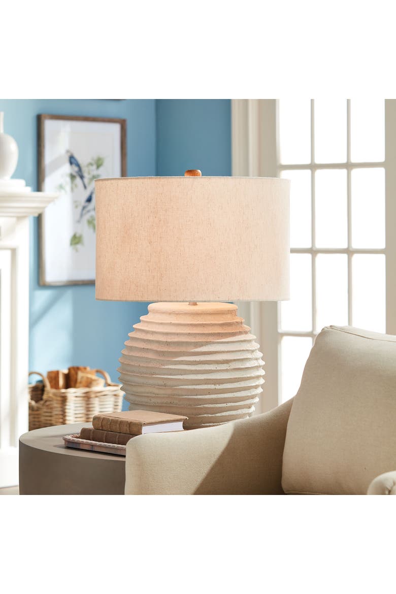 Marley Cream Large Linen Bell Shade Table Lamp 24, Alternate, color, White