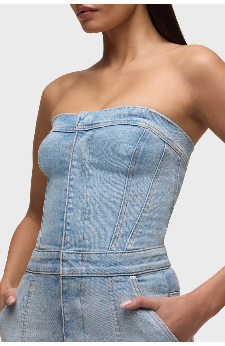 Hudson Jeans Strapless Wide Leg Jumpsuit, Alternate, color, Tough