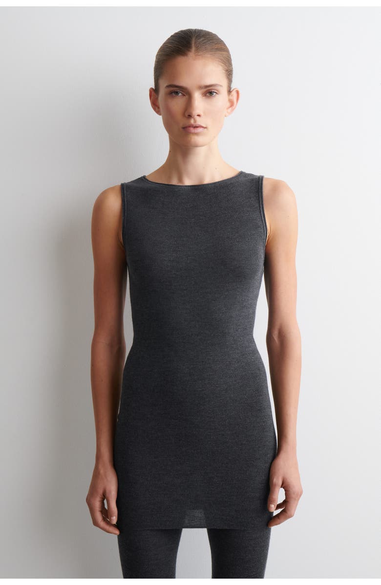 COS Seamless Merino Wool Mini Dress, Alternate, color, Charcoal Mélange