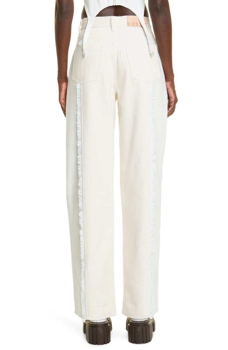 Dion Lee Fringe Trim High Waist Straight Leg Jeans, Alternate, color,