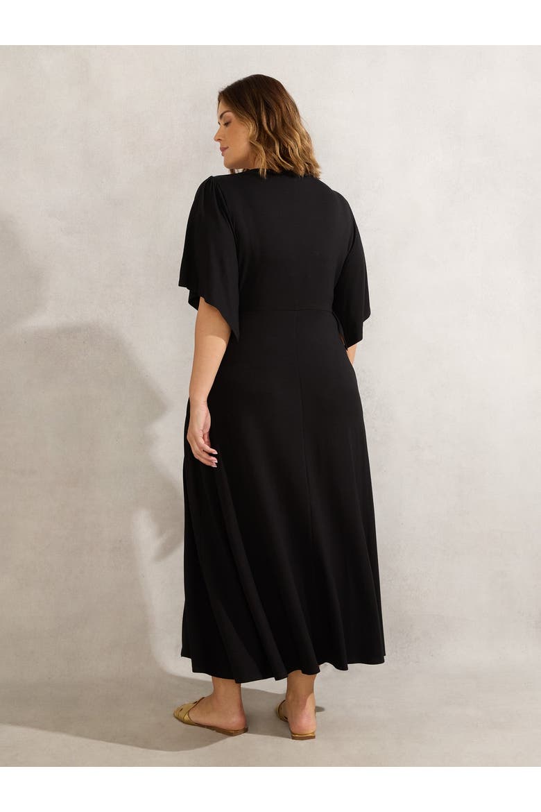 Jersey Angel Sleeve Wrap Dress, Alternate, color, Black