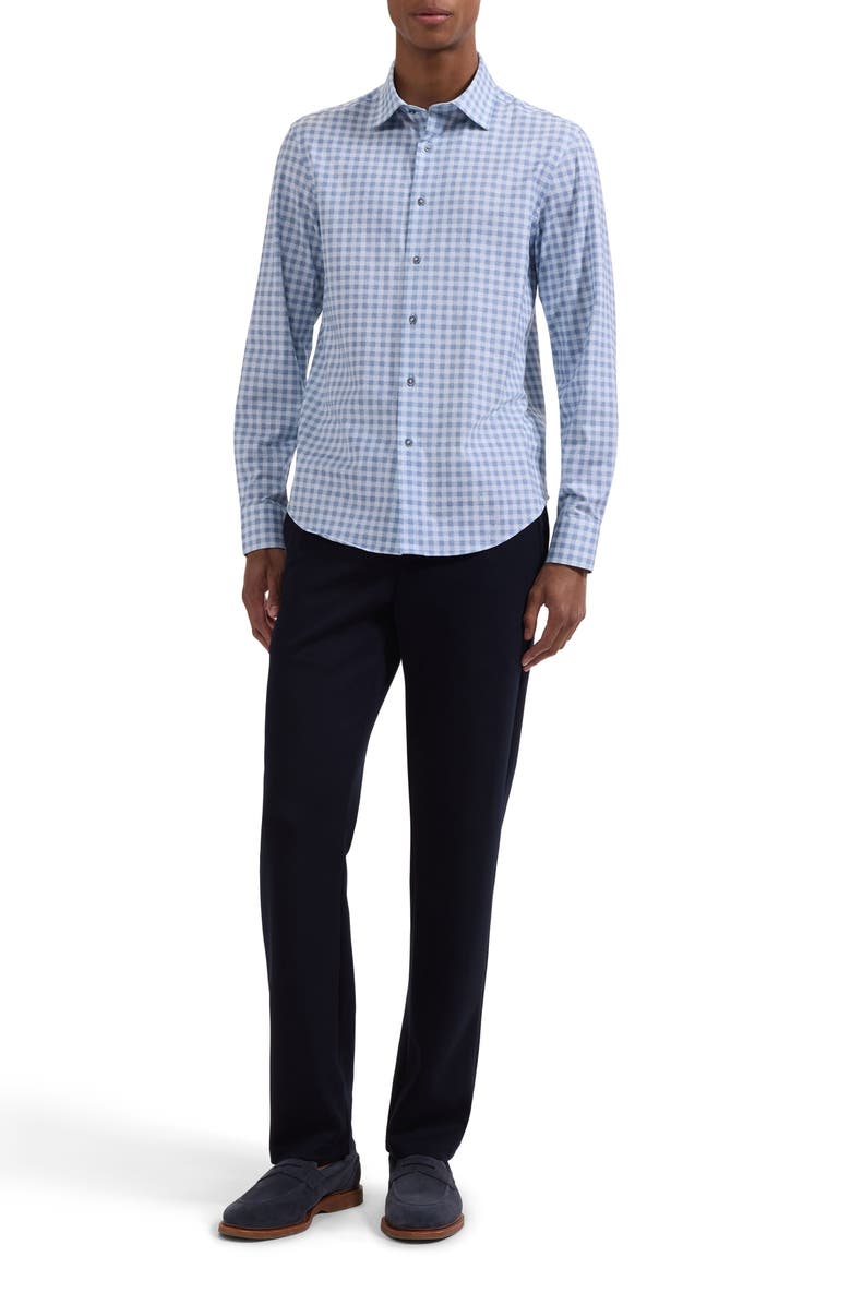 Bugatchi James OoohCotton<sup>®</sup> Textured Gingham Check Button-Up Shirt, Alternate, color, Ether