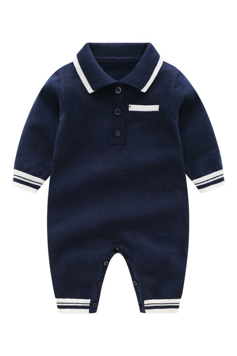 Winston Knit Cotton Romper, Main, color, NAVY BLUE