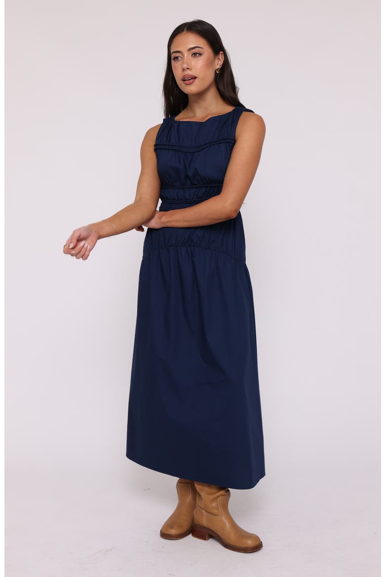 Fern Smocked Midi Dress, Alternate, color, NAVY BLUE