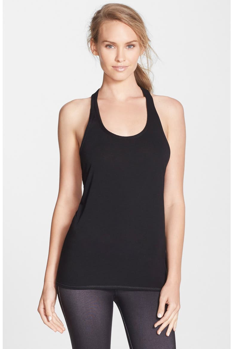 Recreation Draped Jersey Tank, Main, color, BLACK