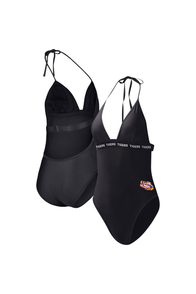 Women's G-III 4Her by Carl Banks Black LSU Tigers Full Count One-Piece Swimsuit, Main, color, Black