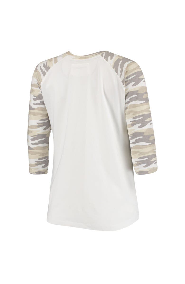 CAMP DAVID Women's White/Camo Indiana Hoosiers Boyfriend Baseball Raglan 3/4 Sleeve T-Shirt, Alternate, color, White