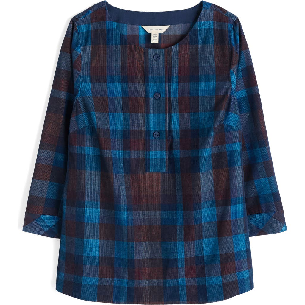 Seasalt Cornwall Tithonia Plaid Organic Cotton Corduroy Top In Blue