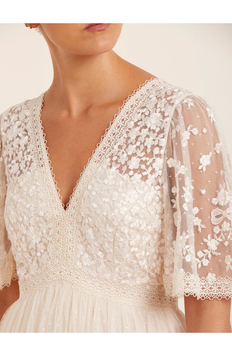 Needle & Thread Celestia Ribbon Bodice Maxi Dress, Alternate, color, Cream