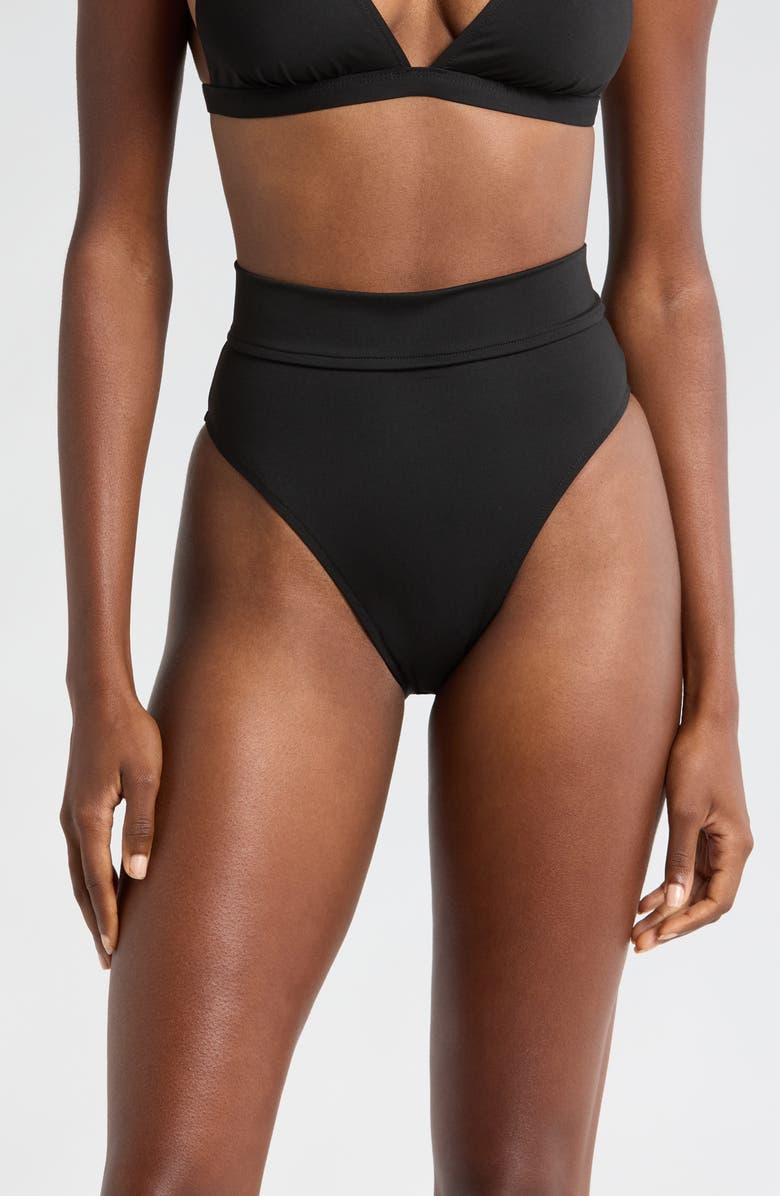BONDI BORN Joan High Waist Bikini Bottoms, Main, color, Black