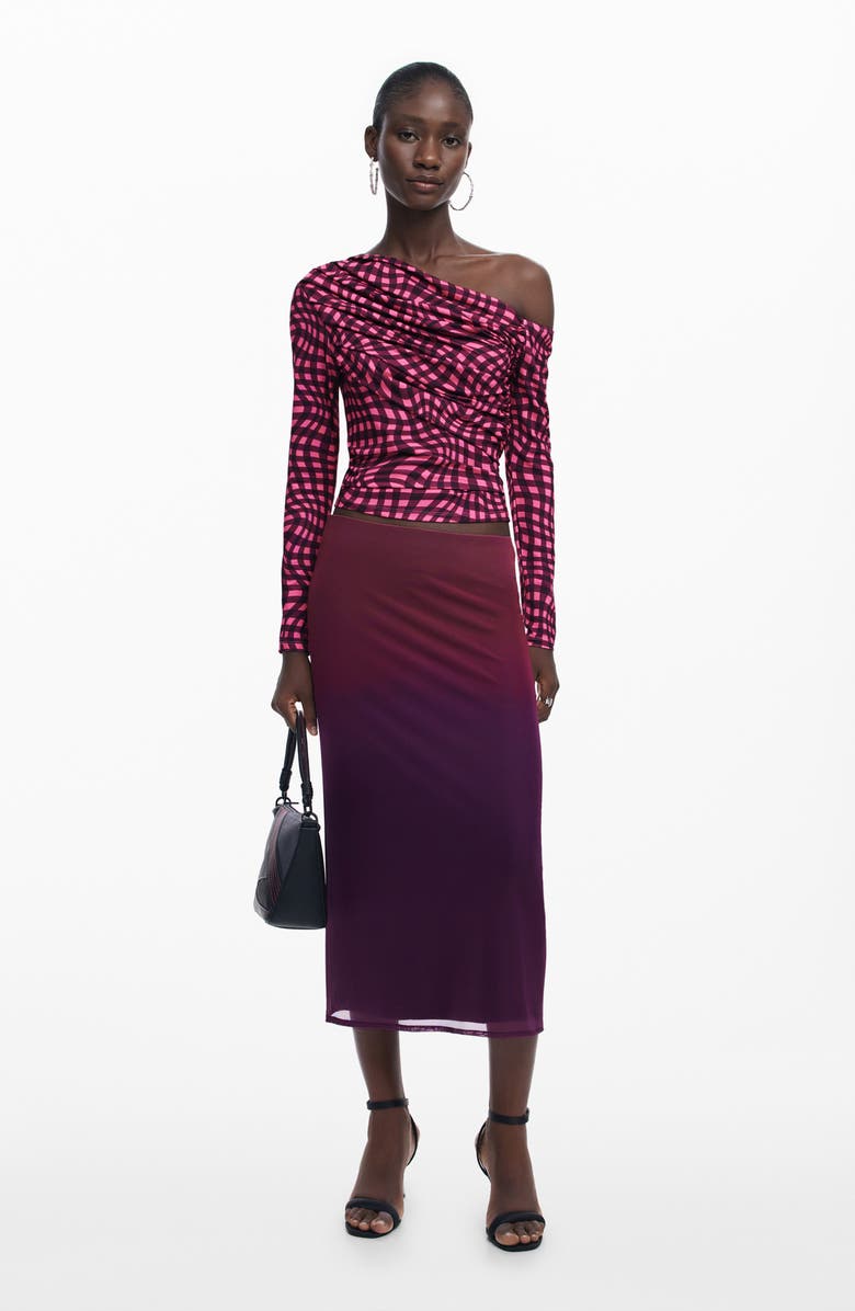 Desigual Ruched One-Shoulder Top, Alternate, color, Red