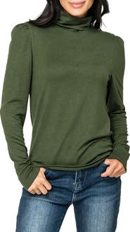 GIBSONLOOK Puff Sleeve Rib Turtleneck