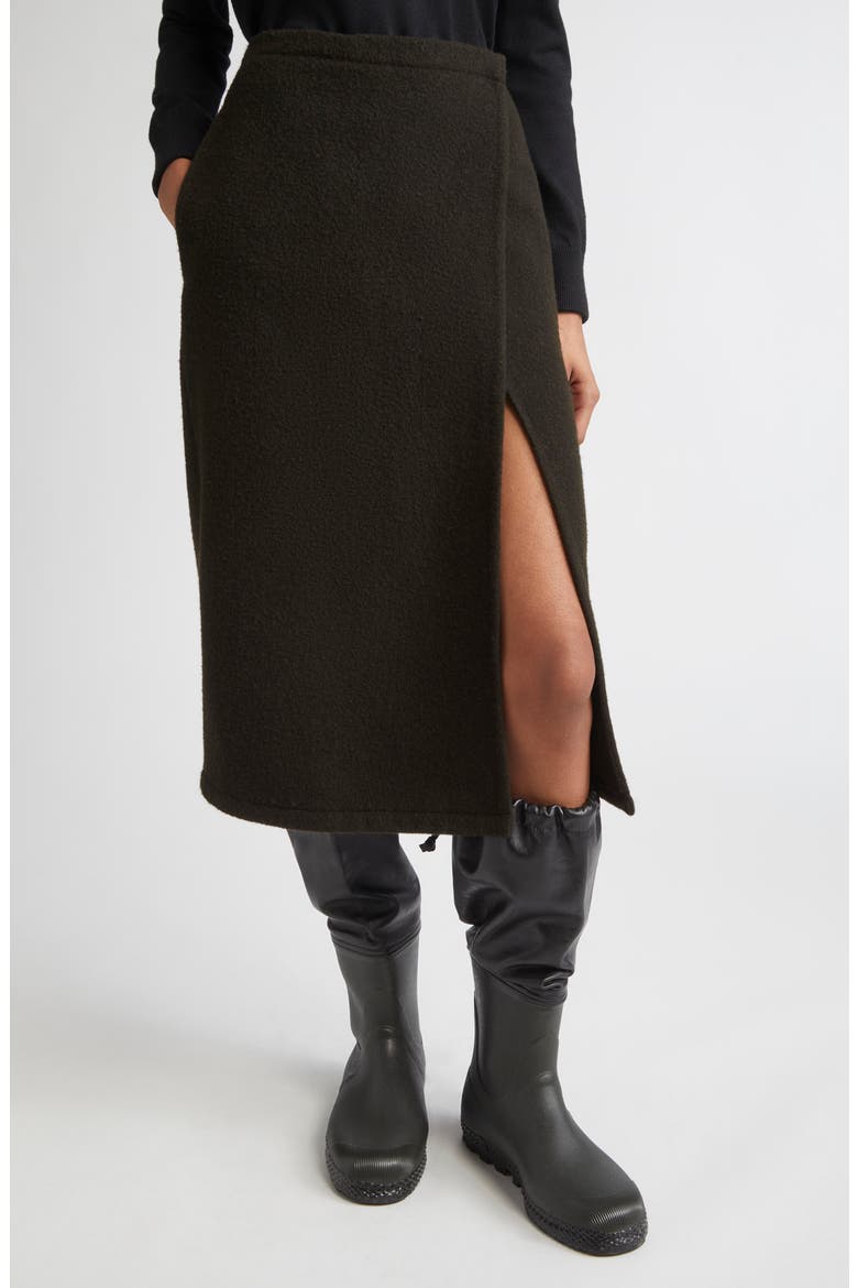 Wool Fleece Wrap Skirt, Alternate, color, TOURBE FLEECE