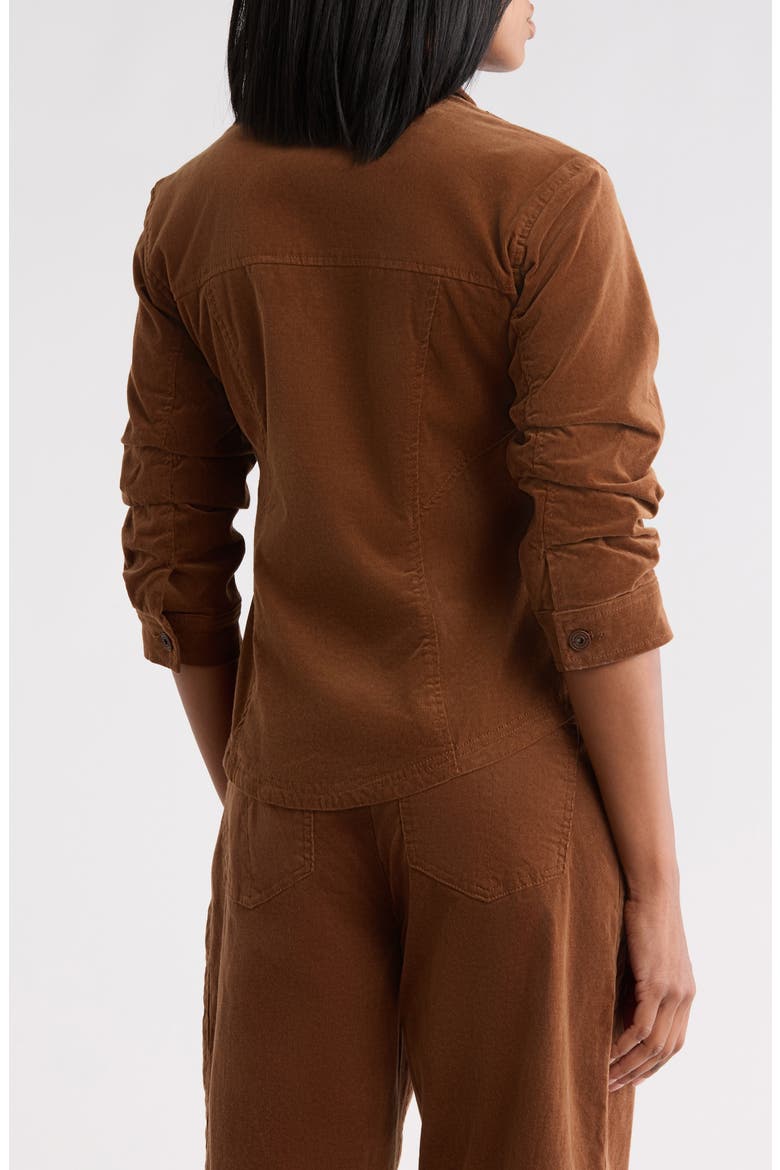 Ruched Sleeve Corduroy Jacket, Alternate, color, TOBACCO