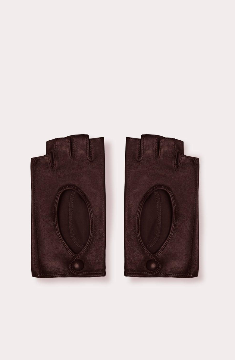 Seymoure Luxury Group Original Washable Leather Fingerless Driving Gloves, Main, color, Espresso