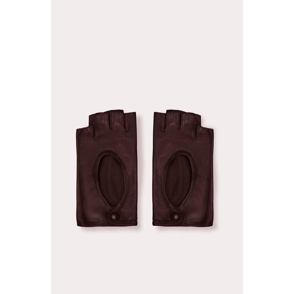 Seymoure Luxury Group Original Washable Leather Fingerless Driving Gloves In Brown