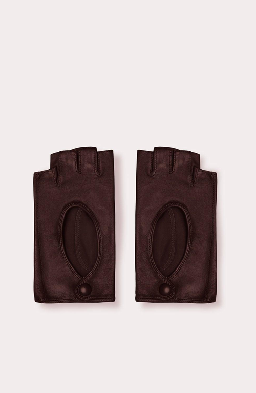 Seymoure Luxury Group Original Washable Leather Fingerless Driving Gloves In Brown