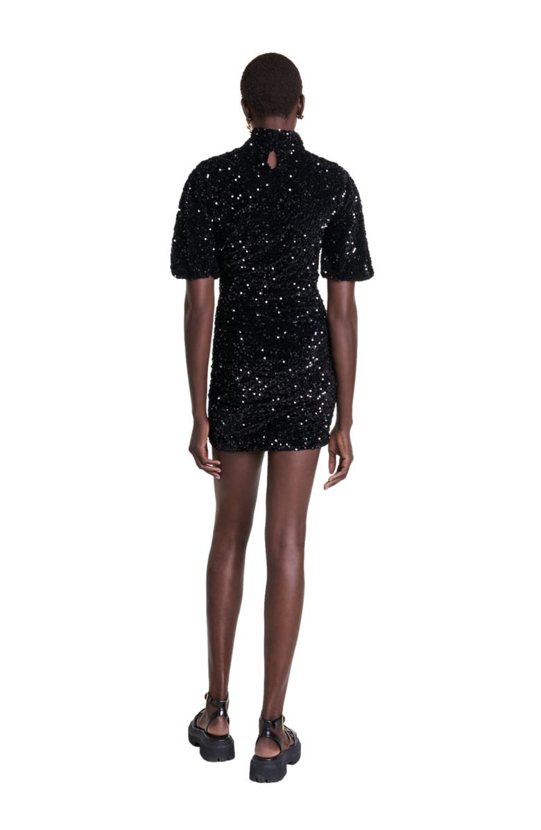 maje Short velvet and sequinned dress, Alternate, color, 