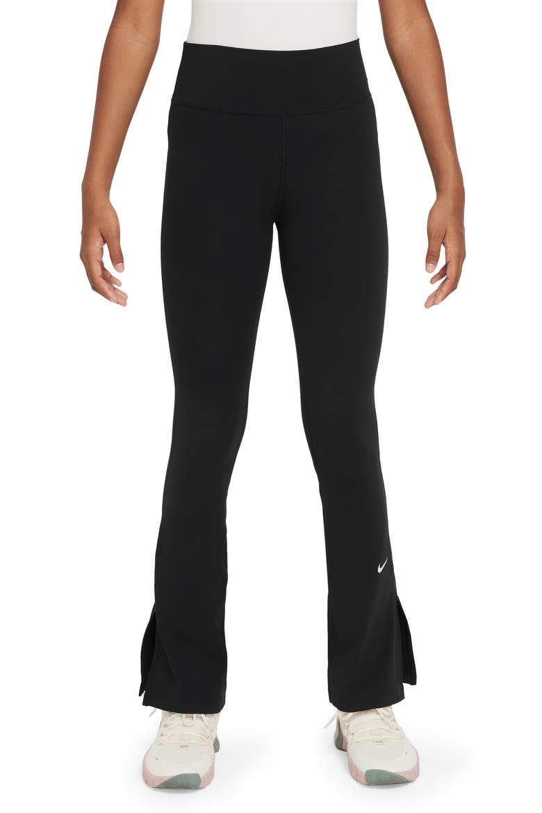 Kids' Nike One Dri-FIT Flare Leggings, Main, color, 010 BLACK/WHITE