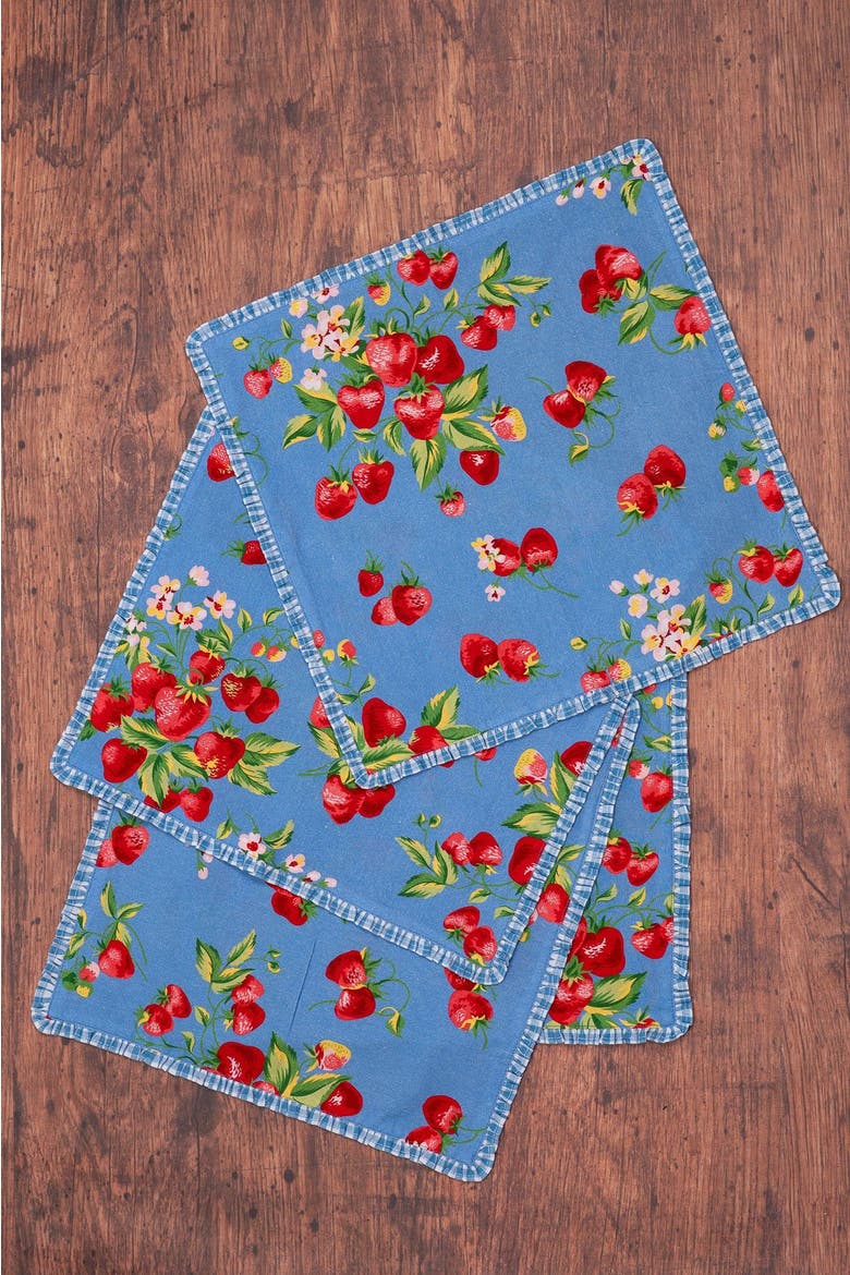 Strawberry Magic Ruffle Napkins, Set of 4, Alternate, color, Blue