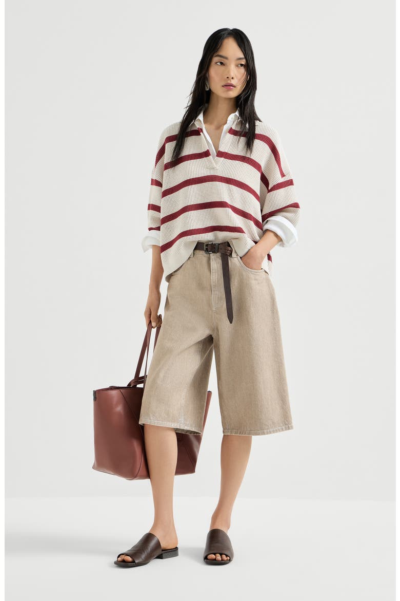 Denim Bermuda shorts, Alternate, color, Beige
