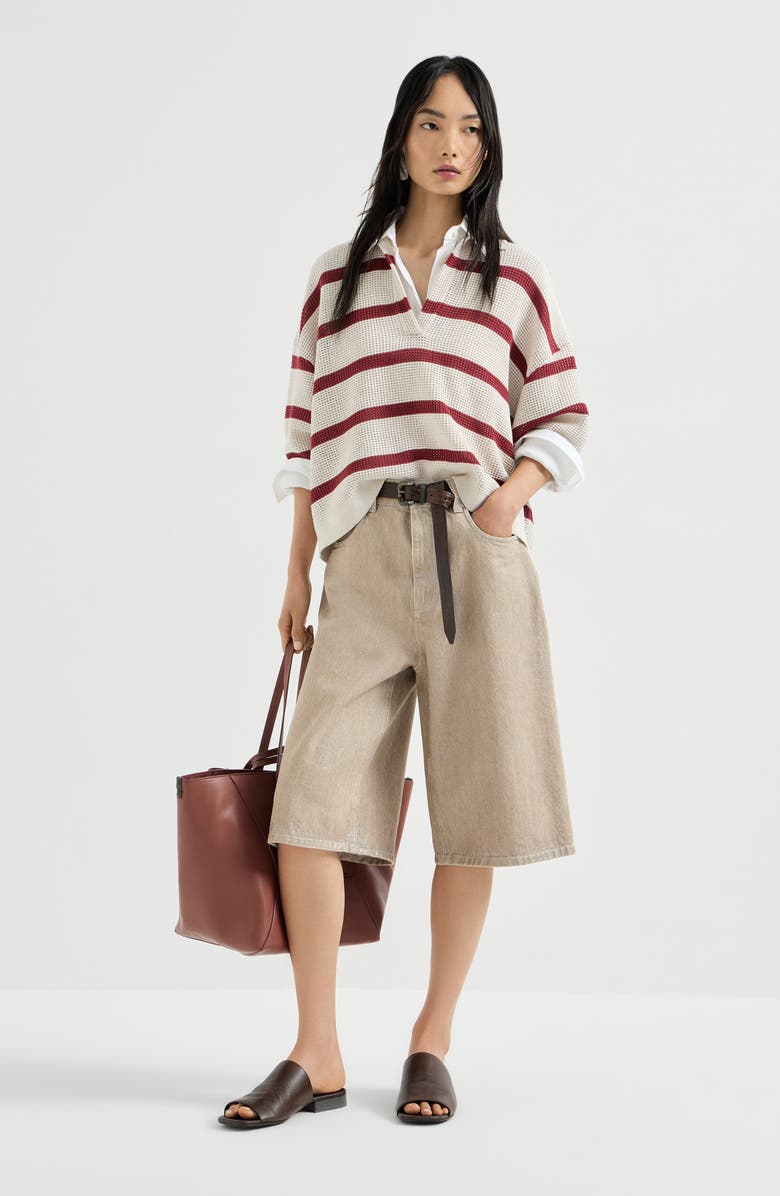 Brunello Cucinelli Denim Bermuda shorts, Alternate, color, Beige