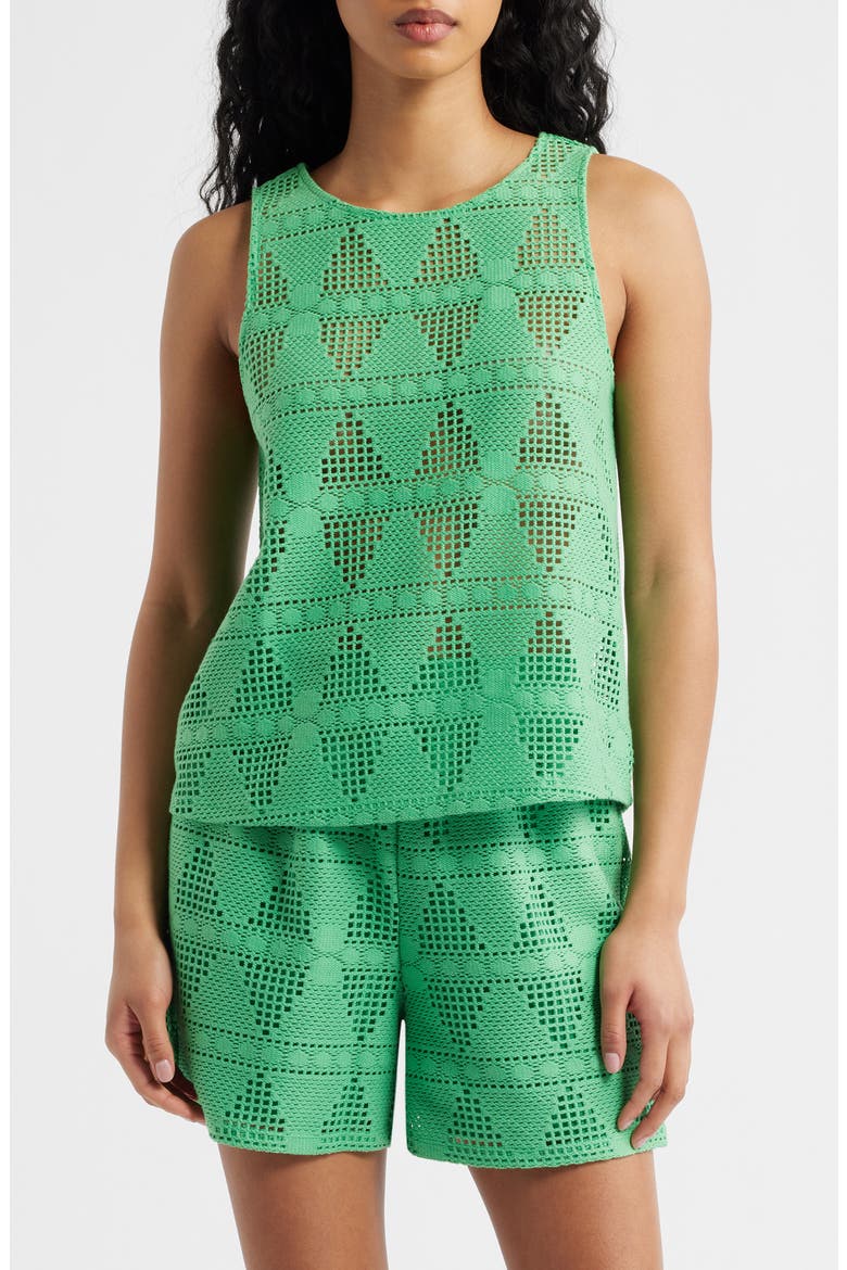 Open Stitch Sleeveless Top, Main, color, GREENBRIAR