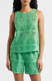 ICHI Open Stitch Sleeveless Top