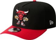 New Era Men's New Era  Black Chicago Bulls Injection Cartoon Logo A-Frame 9FIFTY Adjustable Hat