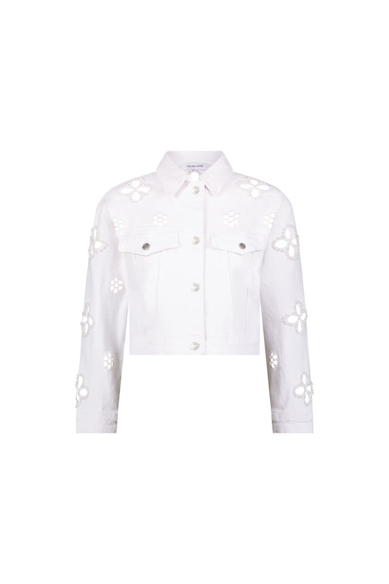 Kaia Pearl Jean Jacket, Alternate, color, White