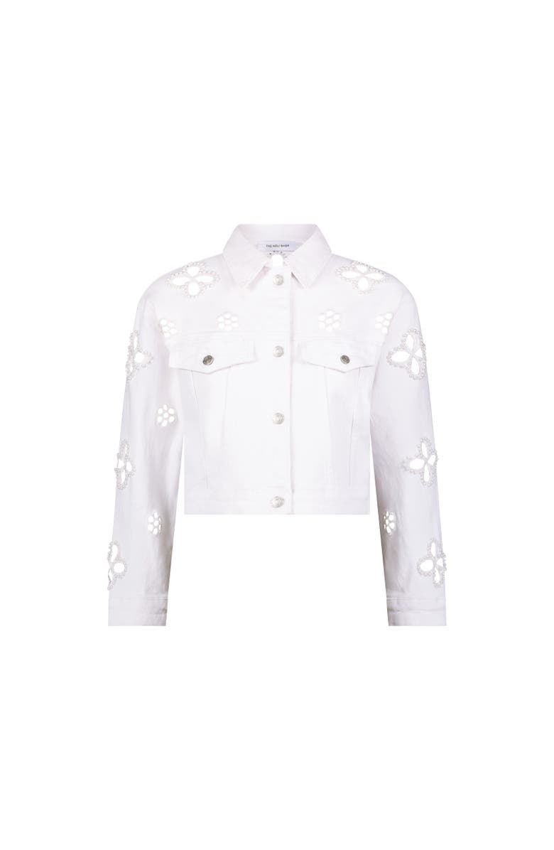 The Noli Shop Kaia Pearl Jean Jacket, Alternate, color, White