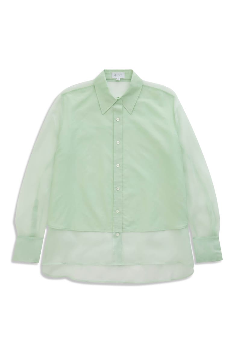 Sawtelle Oversize Silk & Cotton Button-Up Shirt, Alternate, color, SUMMER VINE