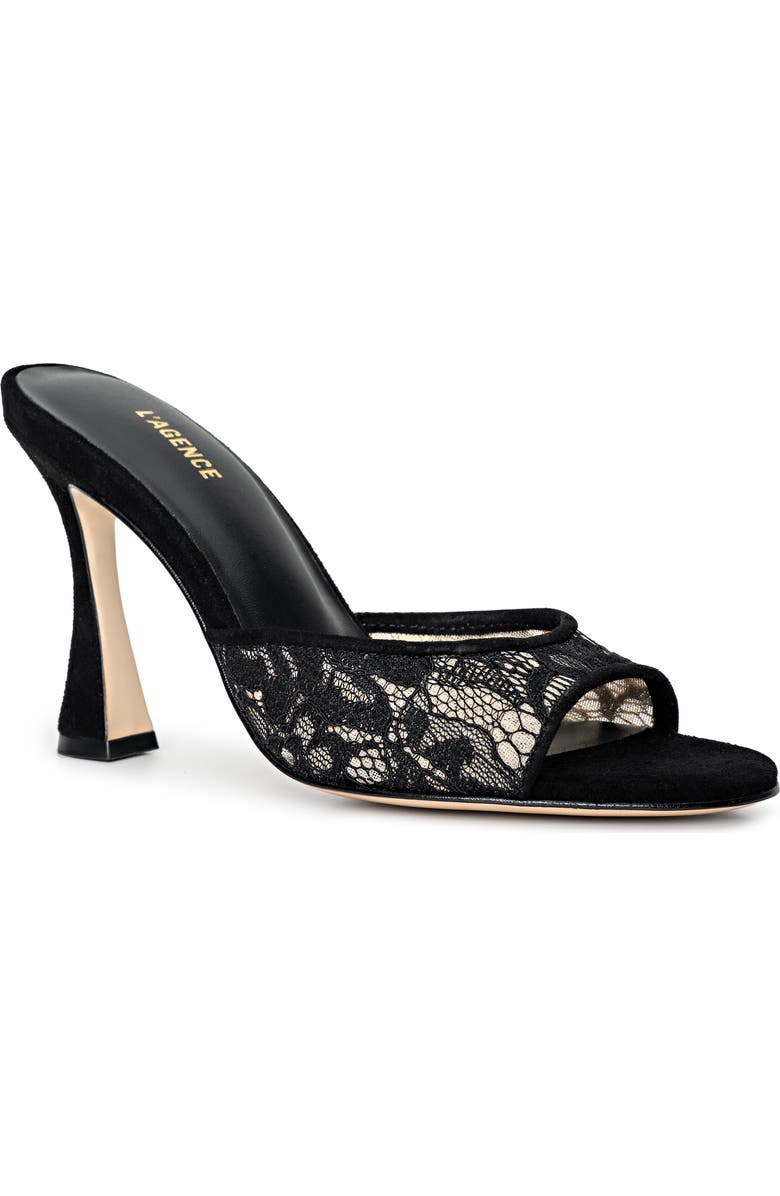 L'AGENCE Avery Slide Sandal, Main, color, Black Lace